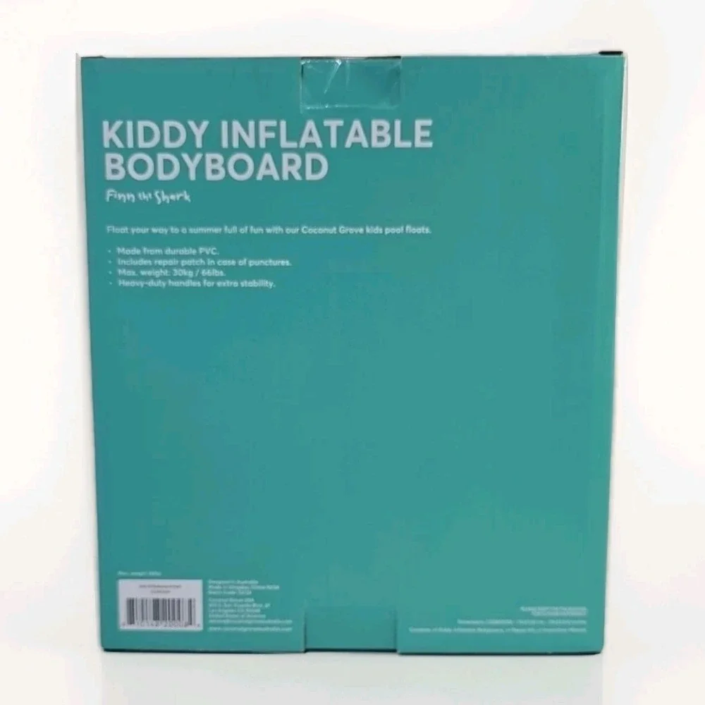 Coconut Grove Finn The Shark Kiddy Inflatable Bodyboard With Handles UpTo 66Lbs - Picture 2 of 5
